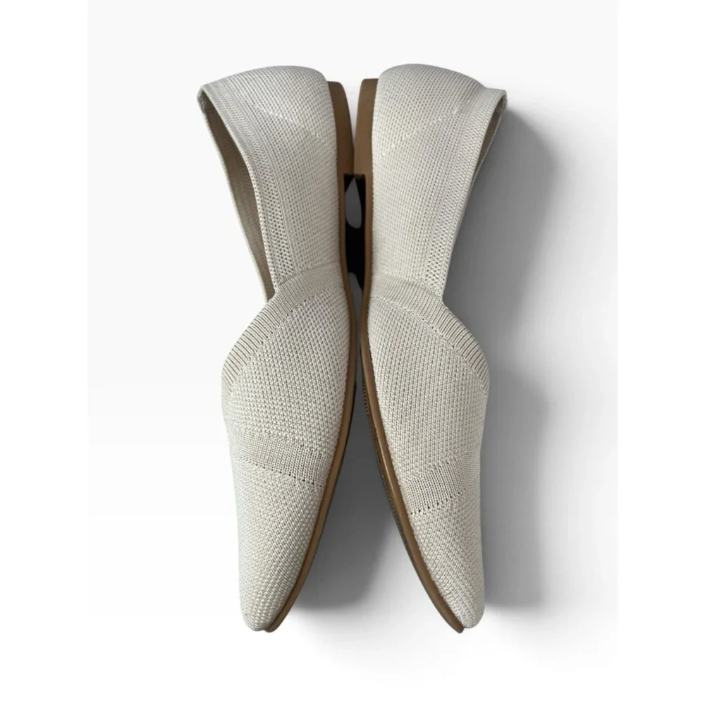 Time and Tru Flats Women 9 Knit Slip On Casual Comfort Memory Foam Cream